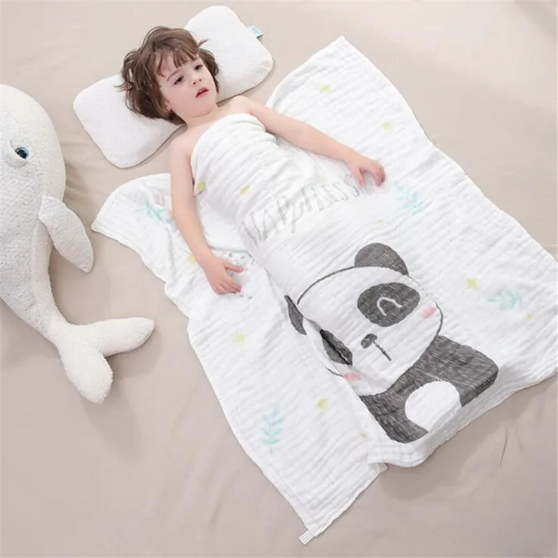 

Pure cotton high density thick baby blanket 6 layers cartoon soft breathable bedding mat gauze bath towel baby swaddle blanket