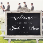 Простые Персонализированные Свадебные приветственные знаки и наклейки для даты деревенская свадьба, дерево, декоративные виниловые наклейки на заказ для свадеб