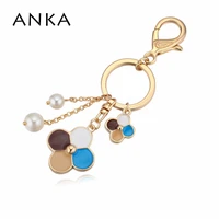 anka fashion pearl with flower crystal key chain with lucite plated gift for women nickel free lead free ce 122390