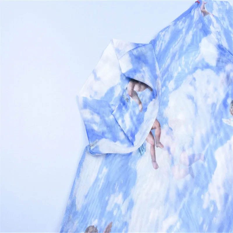 Прозрачные сетчатые женские летние футболки с длинным рукавом и милым принтом