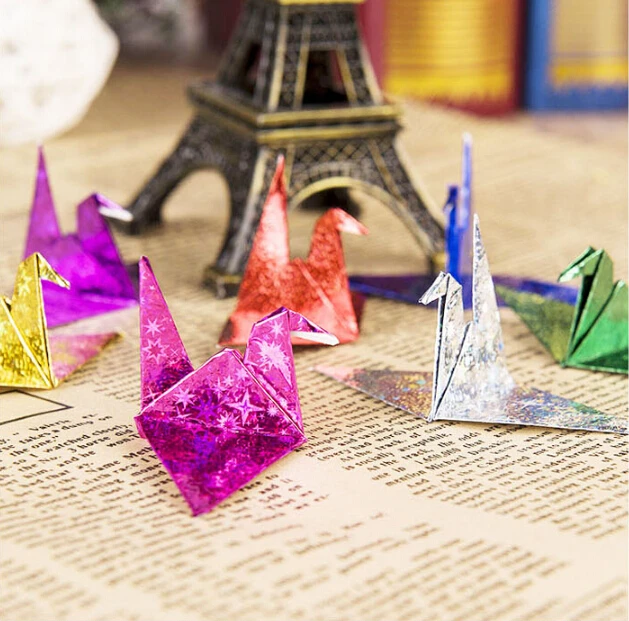 70 шт./лот жемчуг лазерной мульти рисунком звездочки бумажные Журавлики оригами в