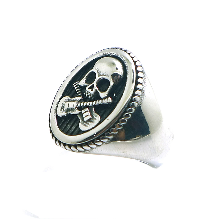 Мужские Мальчики 316L крутое панк готическое Рок гитара Череп кольцо из нержавеющей стали|Кольца| |