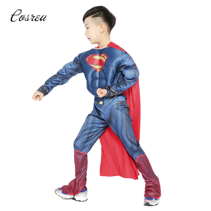 Костюм для косплея детское боди Супермен комбинезон из спандекса с накидкой в