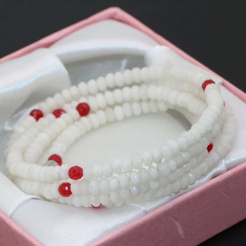 Амулеты Длинная цепочка Магнитная застежка белый нефрит халцедон Камень 2*4 мм