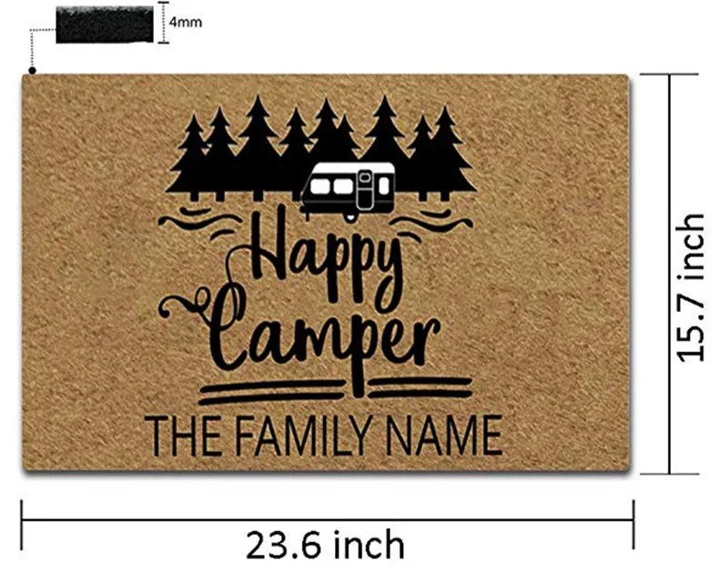 Изготовленный На Заказ дверной коврик монограмма Camper с семейным именем