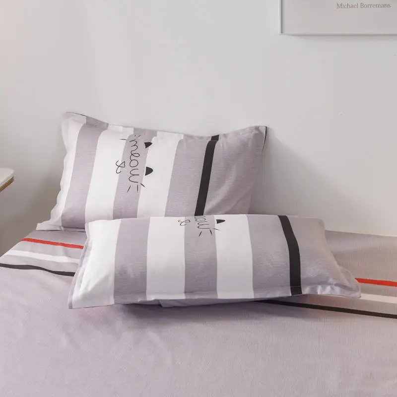 Gray white orange black stripes Bedding Set Sanding Bed Duvet Cover Sheet Pillowcases Twin Queen size bed | Дом и сад