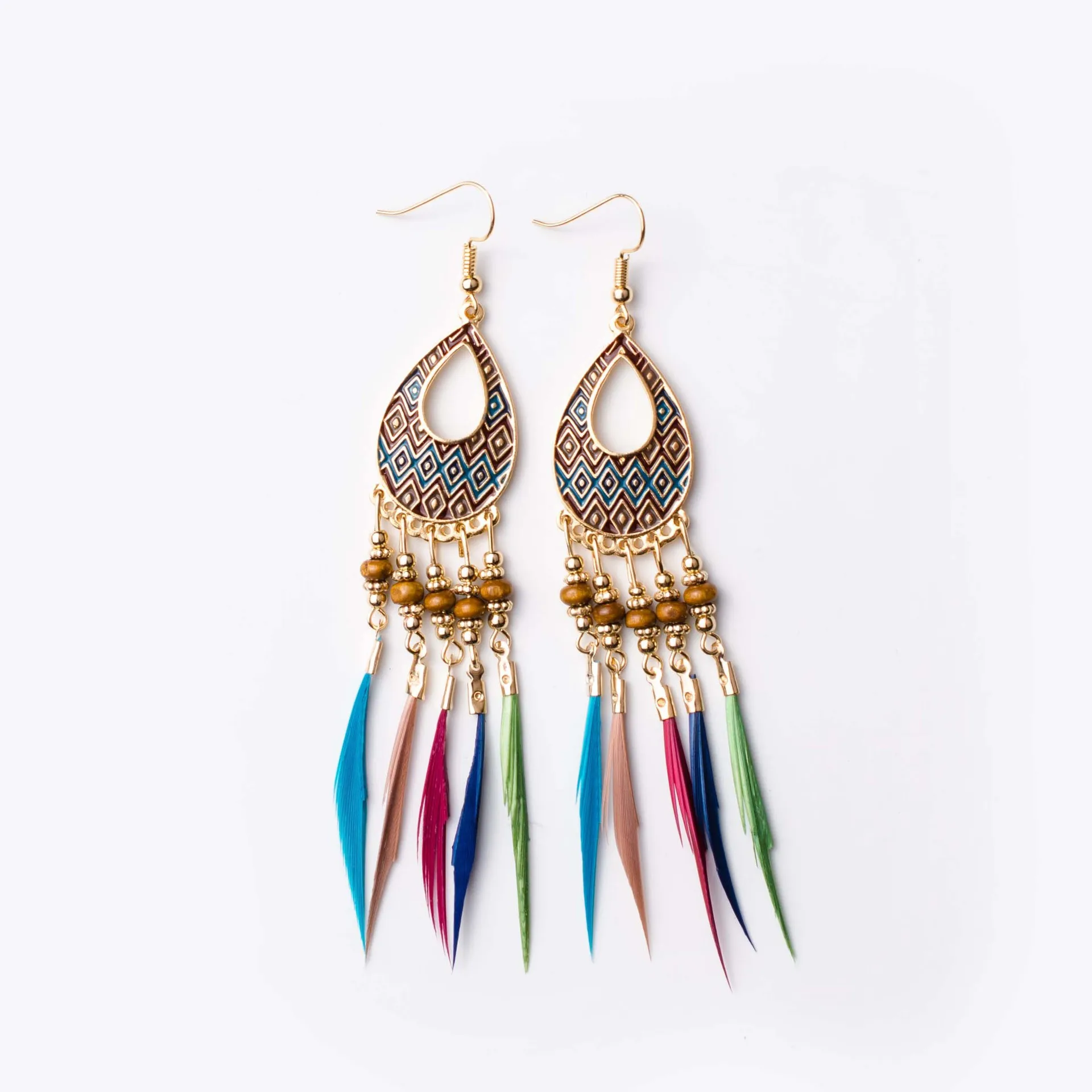 Vonne Feather earrings fashion earing for women 2018 bling Trendy Stainless Steel | Украшения и аксессуары