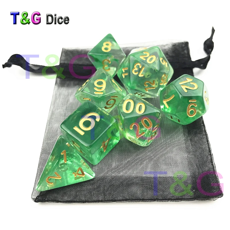 T& G крутые кости набор удивительный эффект туманности DND 7 шт d4-d20 с мешком из органзы как рождественский подарок