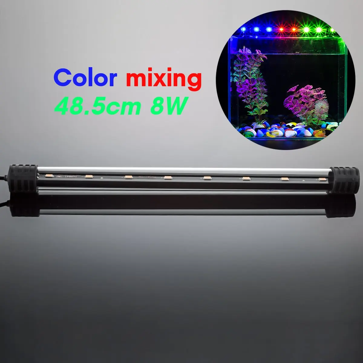 Color mixing 48.5cm Аквариум светодиодный бар светильник Водонепроницаемый садок для рыбы светильник Водолей лампы 18,5/28,5/38,5/48,5 см подводный Аквариумы Декор Светильник ing 220V - Цвет: Color mixing 48.5cm
