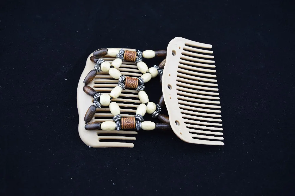 40pcs/lot vintage magic beads wood stretchy hair clip slide combs new hair accessories