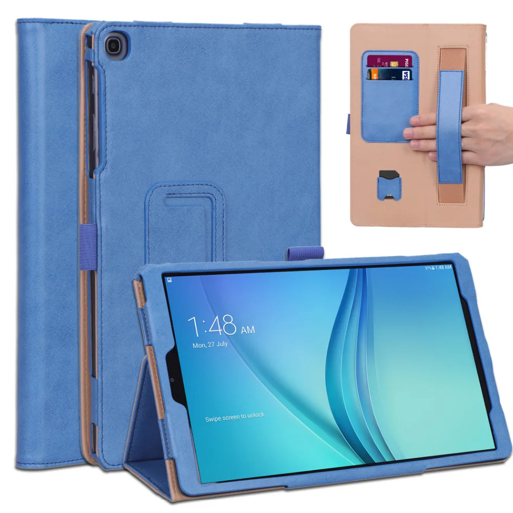Кожаный магнитный чехол из воловьей кожи с ремешком на руку для Samsung Galaxy Tab A 10 1 2019