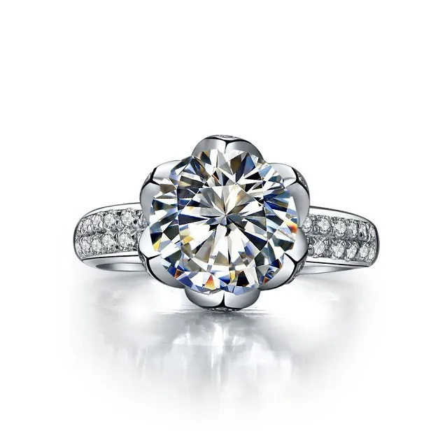 

Brilliant Super 10mm 4Ct Round Cut Moissanite Ring 925 Sterling Silver Ring White Gold Color Romantic Women Jewelry