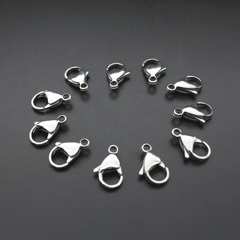 10 шт. застежка-краб из нержавеющей стали для изготовления ювелирных изделий 9-15 мм