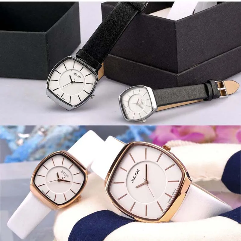 Бренд женщин Юлий Часы аналоговый Дисплей кварцевые наручные часы класса люкс