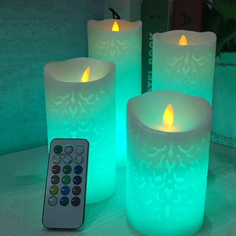 1Pcs Color Change Gradient Led Candles Remote Control Electronic Flameless Breathing Candle Night Lights Wedding Party Decorat |