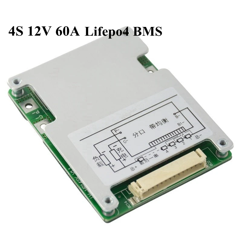 

4S 12В 60А защита батареи BMS доска с балансом для 4 пакетов Lifepo4 500 Вт 720 Вт Электрический велосипед E-scooter аккумулятор Diy