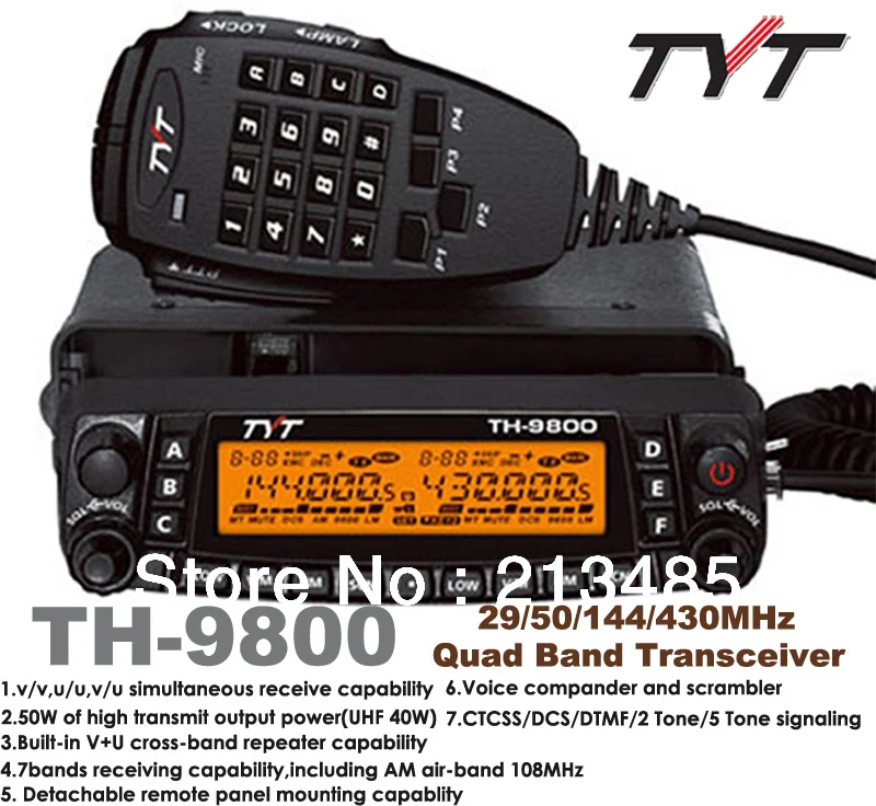 Четырехдиапазонный мобильный трансивер TYT TH-9800 29/50/144/430 МГц с выходной мощностью 50