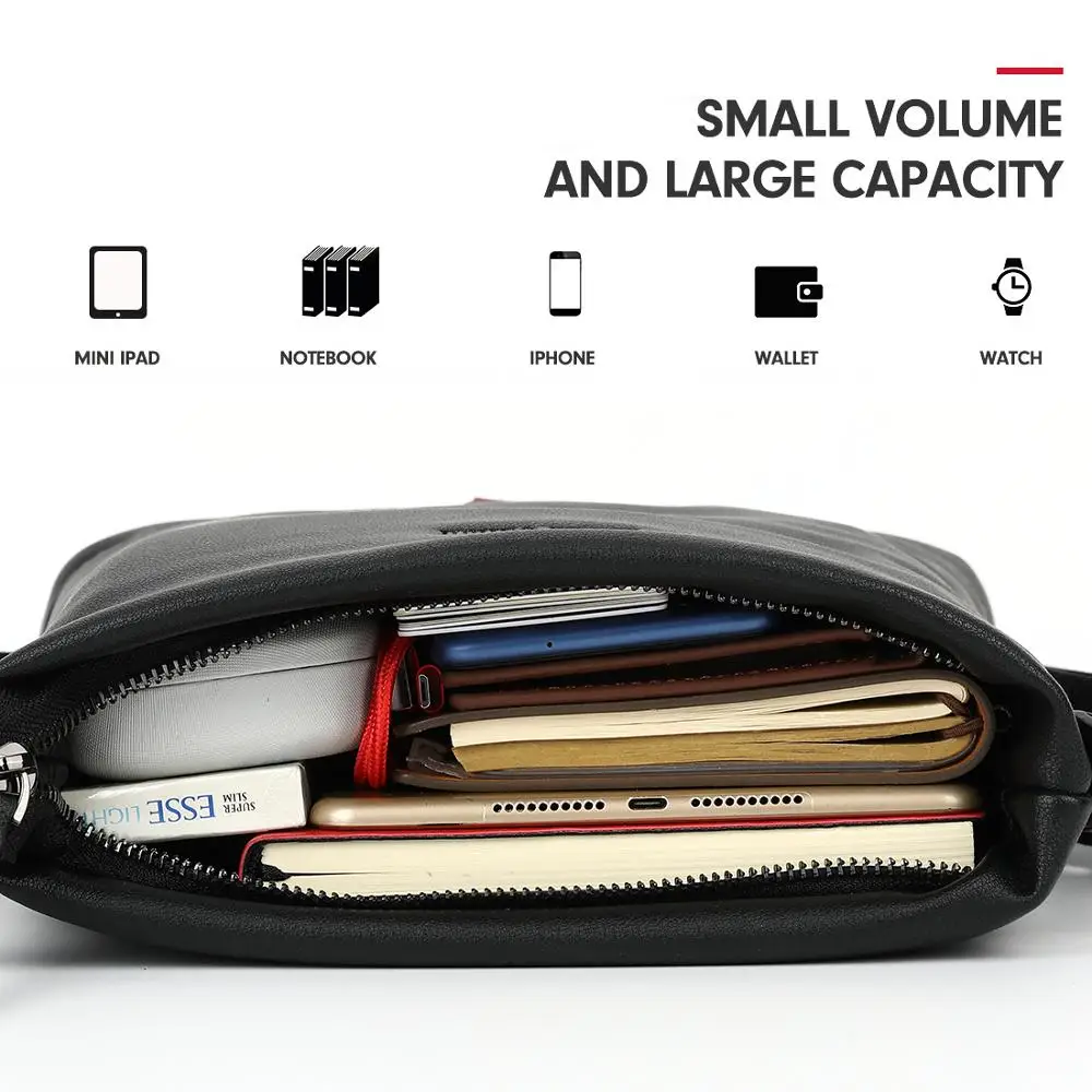 Awen Shaw Leisure Soft Litchi Pattern PU Leather Travel Messenger Bag For Man Black Mens Shoulder Crossbody Famous Brand |
