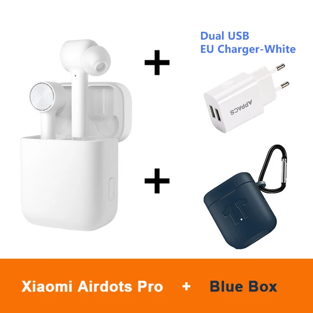 Оригинальные Xiaomi Airdots Pro TWS наушники Bluetooth беспроводные стерео ANC переключатель ENC Авто пауза кран управление наушники - Цвет: AddCharger BlueCase