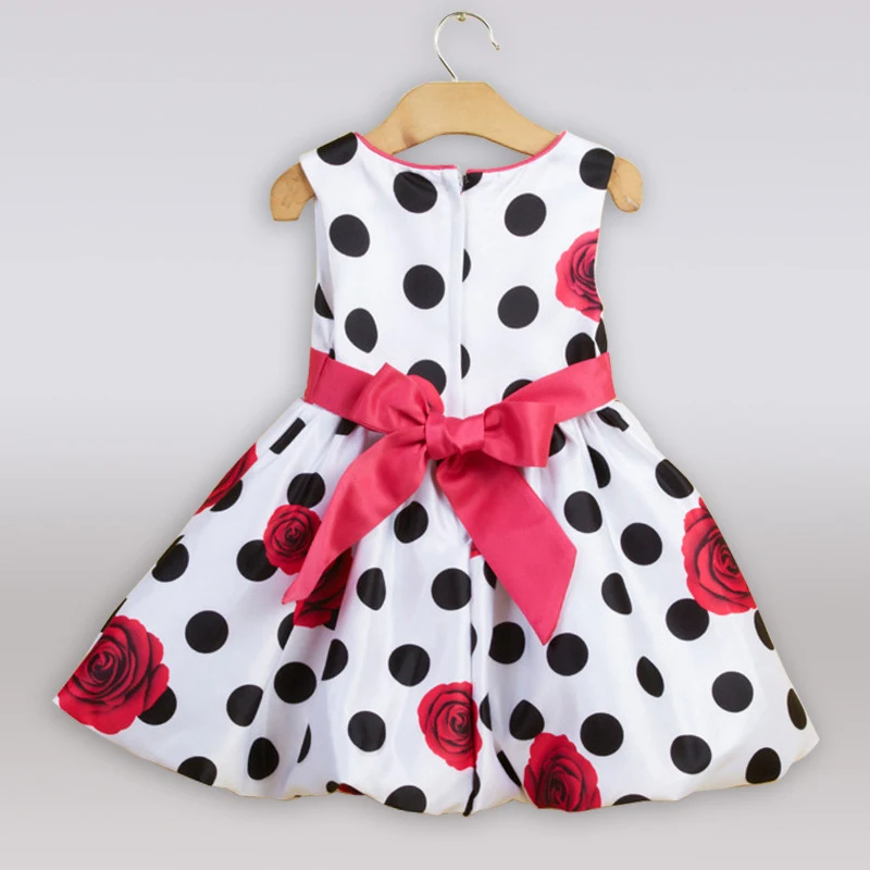 B&ampN Sleeveless Children Dresses Black Dot Red Bow Floral Dress Baby Infant Summer Party Princes Girls Costumes | Детская одежда и