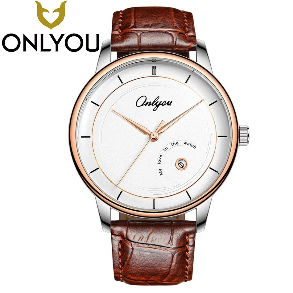 ONLYOU Watch Woman Fashion Design Brand Men Leather Vintage Quartz Calendar Analog Clock Lovers Women Wrist Best Deal | Наручные часы