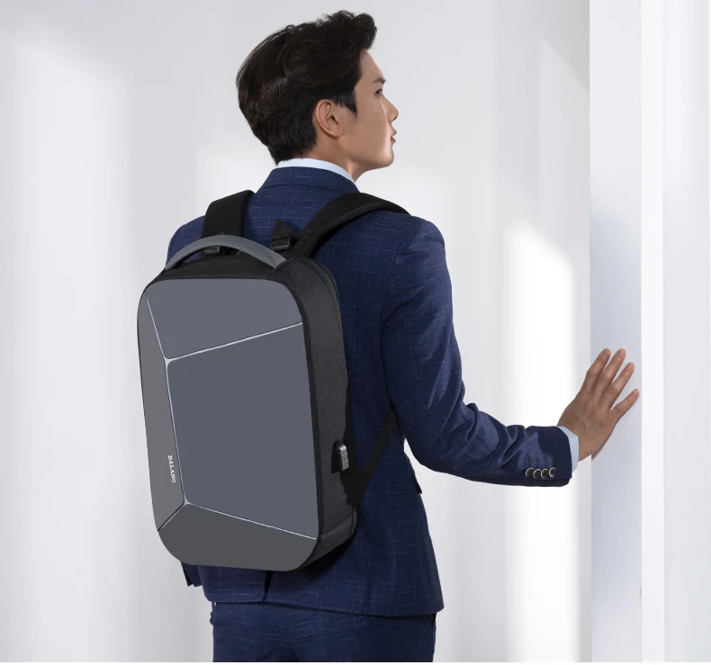 BALANG Design Men Backpack Fit 15.6 inch Laptop USB Recharging Multi-layer Space Travel Male Bag Anti-thief Mochila