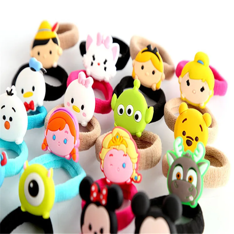 1 шт. новые рисунки из мультфильма ПВХ ЦУМ Микки и Минни Маус Джек нарисованной длинноволосой девочкой, аксессуары для волос, резинки Головные уборы подарки для детей Дети нейлоновые ленты для волос