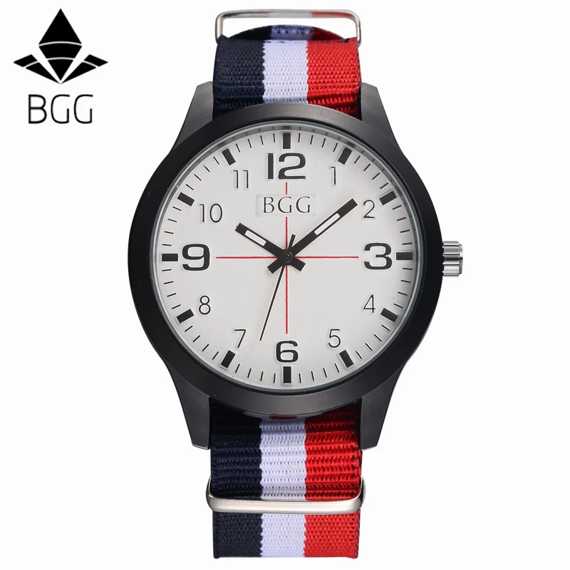 BGG бренд Для мужчин армия нейлон ремень Сталь циферблат Часы Костюмы хронограф