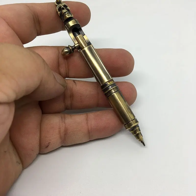 EDC Мини ручка для ключей латунный череп портативная карманная креативный Ретро