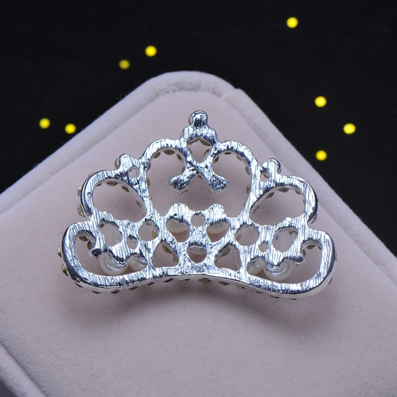 

(S0305) 10pcs/lot ,46mmx35mm metal rhinestone embellishment ,crown shape,silver plating,flat back