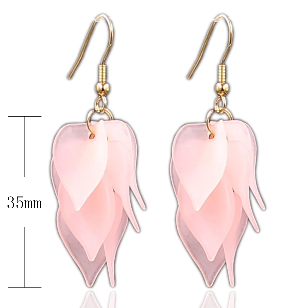 Kakee 316 Stainless Steel Earrings Plastic Flower Petal Tassel Drop Dangle Earring for Women Fashion Korean Wedding Jewelry | Украшения и
