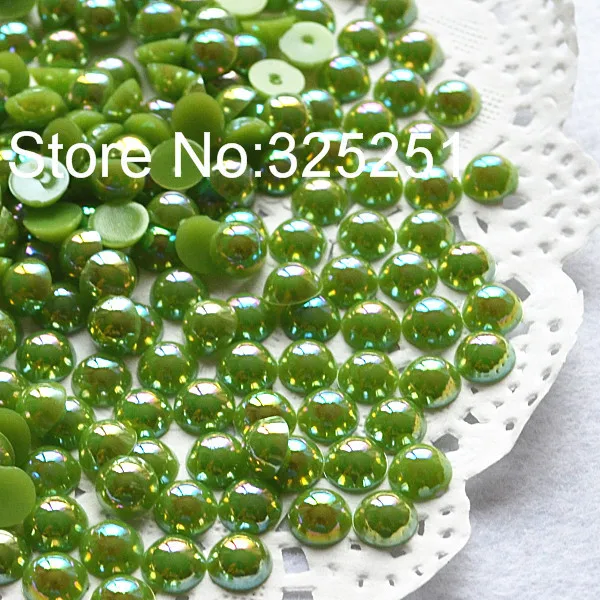 

Resin flatback AB green pearl 1.5-12mm flat back half pearl