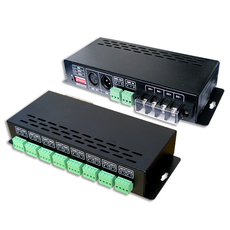 Новый светодиодный DMX декодер 16CH CC RGB полоса DC12 48V в 350mA * выход DC3 42V 16 канальный PWM