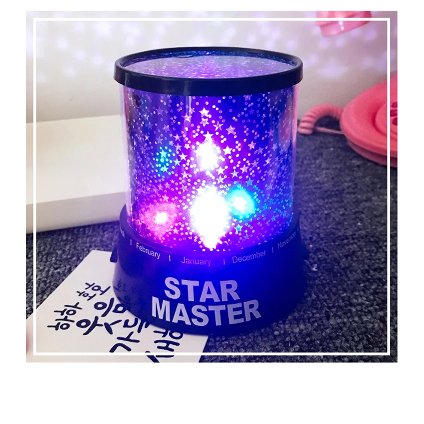 LED Night Light Projector Starry Sky Star Moon Appy Birthday Master Children Kids Baby Sleep Colorful Projection Lamp Lights | Лампы и