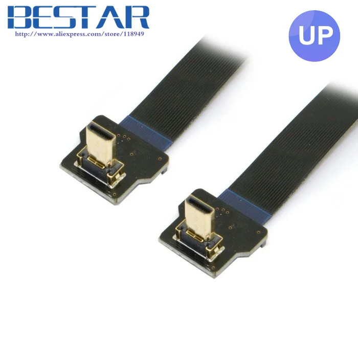Угловой плоский кабель FPV Micro HDMI D типа FPC 10 см 20 30 50 80 100 1 фута 2 для Gopro HERO 4 3 SJCAM SJ5000