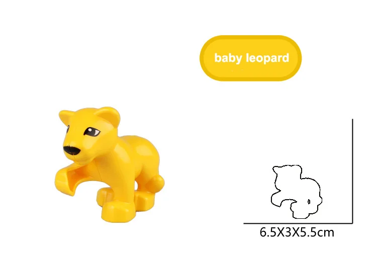 baby leopard Duplo животные дикие животные серии строительные блоки аксессуары Лев Леопард Тигр Медведь обезьяна Олень жираф Пингвин Зебра режим игрушки - Цвет: baby leopard