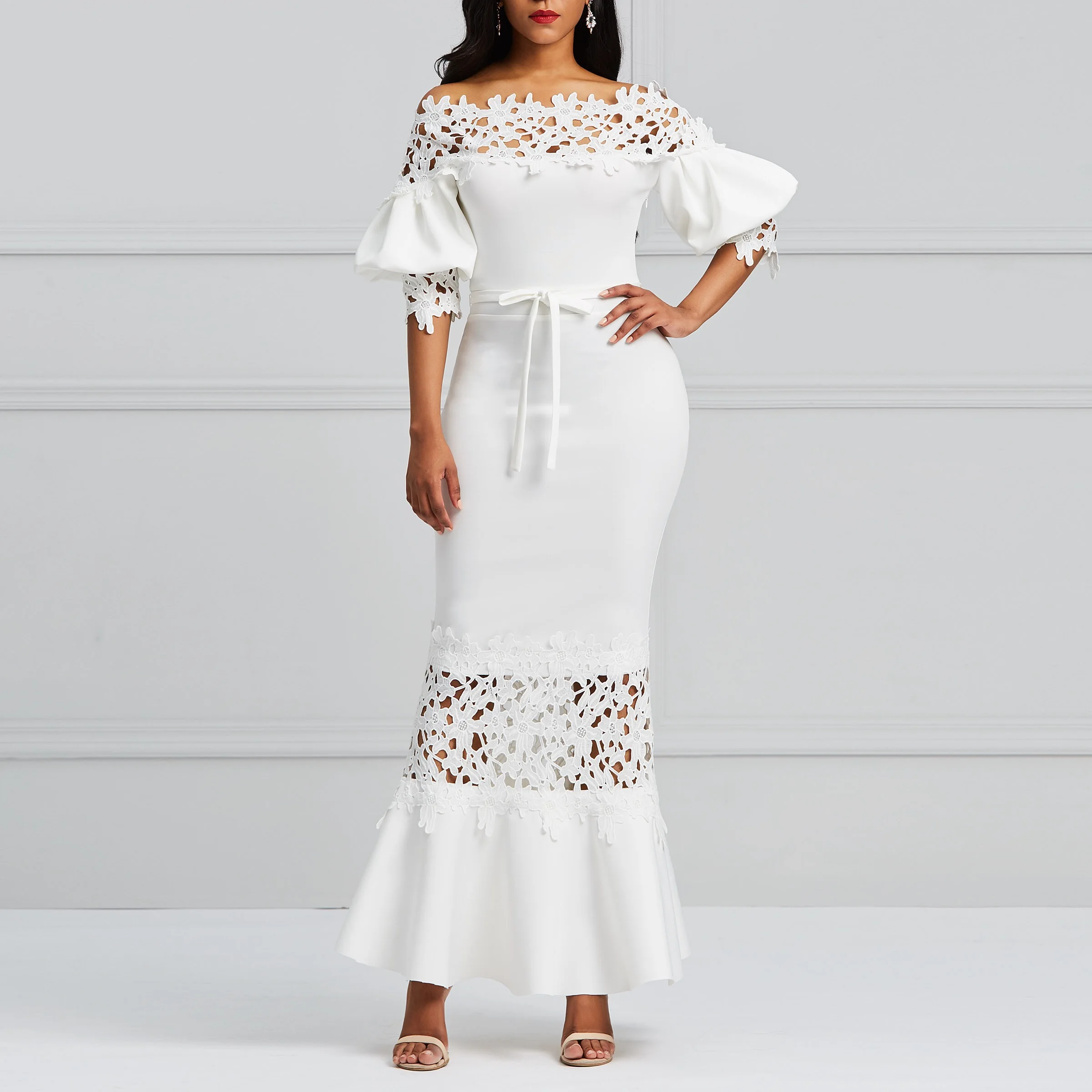 Женские сексуальные выдалбливают Русалка платья Bodycon Вечерние макси фонарь