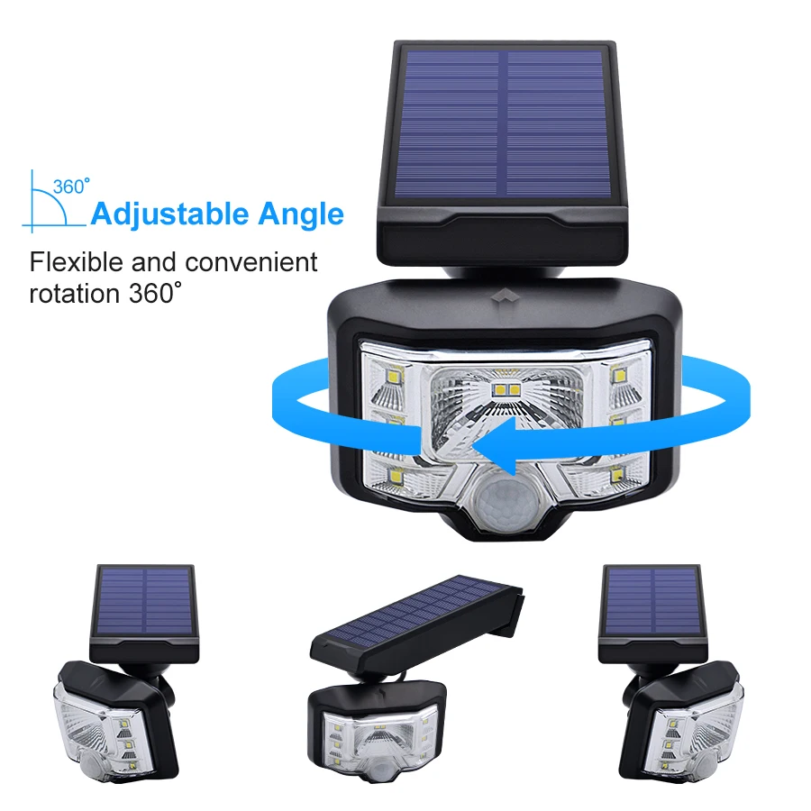 Наружные солнечные светодиодные фонари с поворотом на 360 градусов датчик