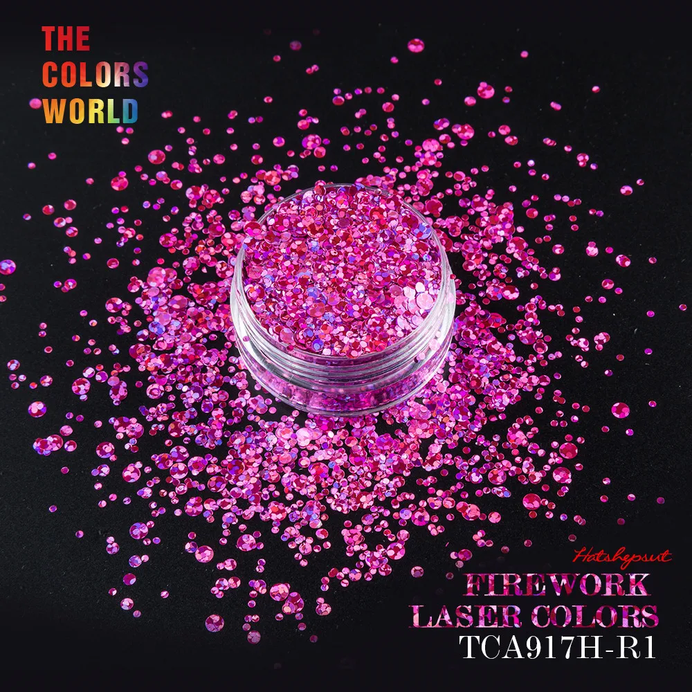 

TCA917H Fireworks Laser Carmine 3D Colorful Round Shape 4 Kind Size Nail Glitter nail art decoration makeup facepainting polish