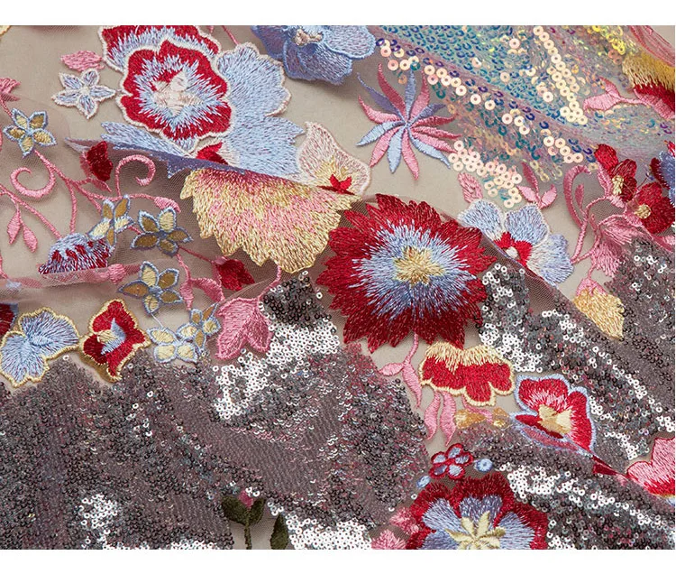 LASUI, горячая Распродажа, 1 ярд, X0536, высокая мода, платье, модное, тяжелое, разноцветное, с блестками, высокое качество, вышивка, сетка, кружево, ткань