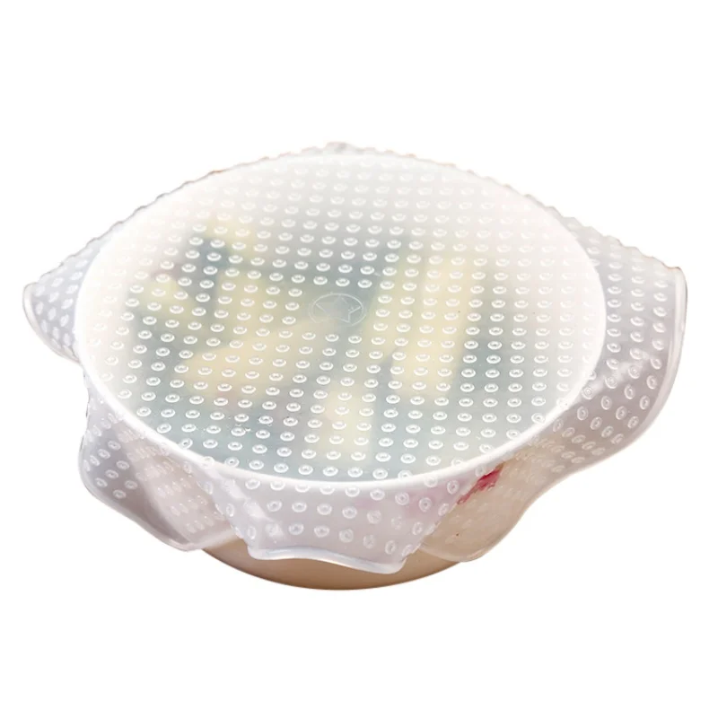 

4pcs Silicone Food Wraps Food Fresh Keeping Saran Wrap Kitchen Tools Reusable Seal Cover
