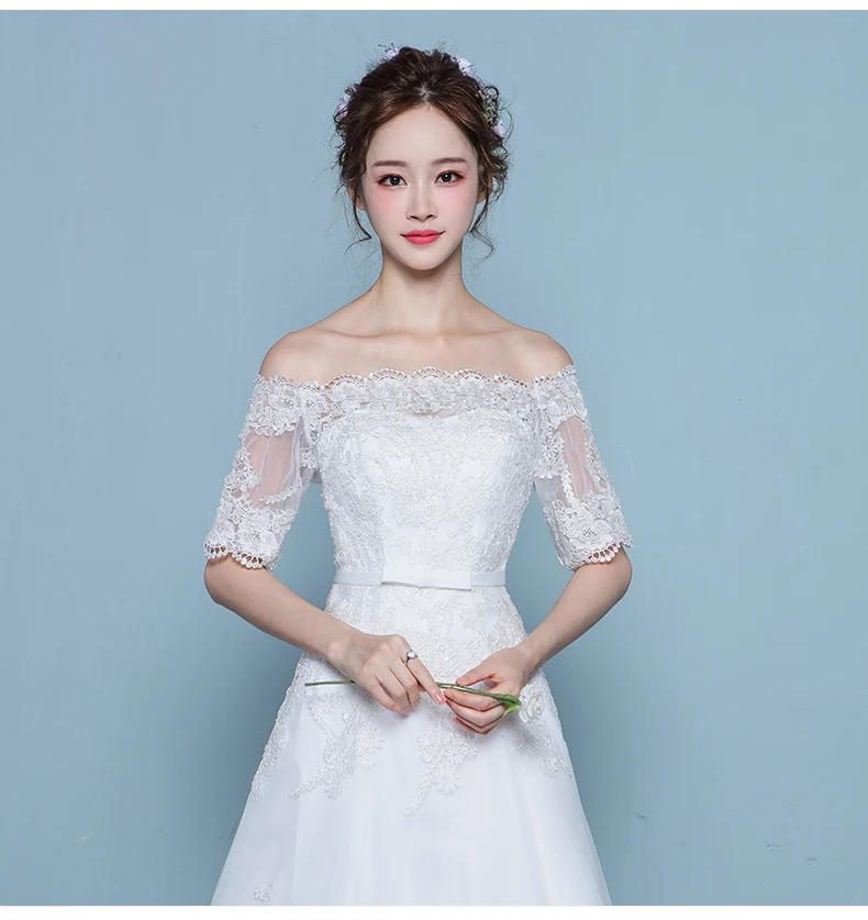 Новый Кружева Свадебное Платье 2017 Robe De Mariage Аппликации Половина Рукава Vestido Де Noiva