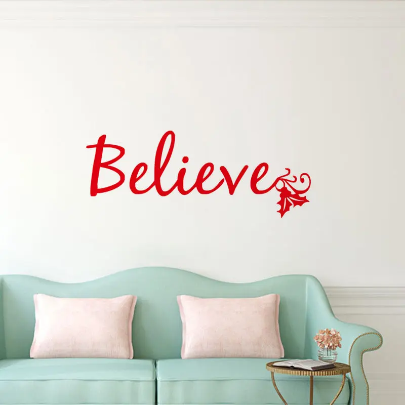 Рождественская Праздничная декоративная настенная наклейка с надписью верьте