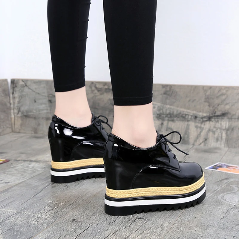 Женские кроссовки на высокой платформе повседневные Водонепроницаемые кожаные