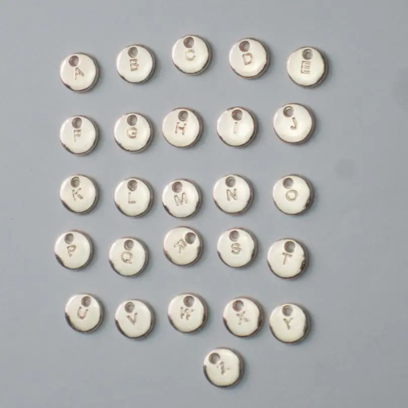 26pcs/pack Alphabet Letter Silver Gold Color Round Coin Pendant Charms For Women Men DIY Necklace Bracelet Family Jewelry Gift