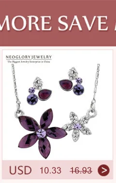 Neoglory, Хрустальный цветок, Модный Ювелирный Набор, свадебное ожерелье, серьги, набор, индийские ювелирные изделия,, новинка, очаровательный бренд, подарки на день рождения