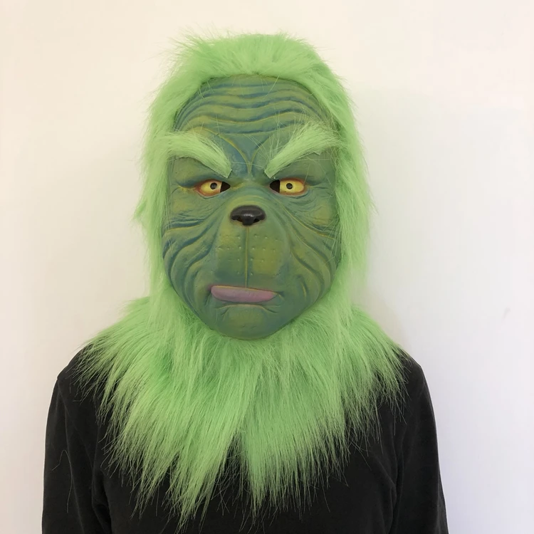 The Grinch Косплей зеленый Grinch головной убор латексная маска унисекс рождественские Хэллоуин Пурим вечерние косплей мяч ролевые игры Реквизит