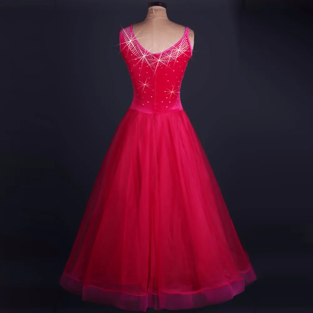 

2018 New Ballroom Dance Skirts Blue Luxury Rhinestone Flamenco Dance Costumes Dresses For Ballroom Dancing Standard DQ5052