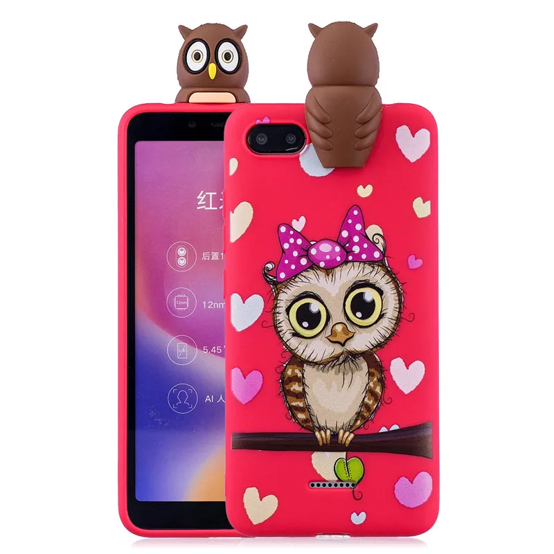 3D мягкий силиконовый чехол из ТПУ для Xiaomi Redmi 6A с милой пандой и совой телефон
