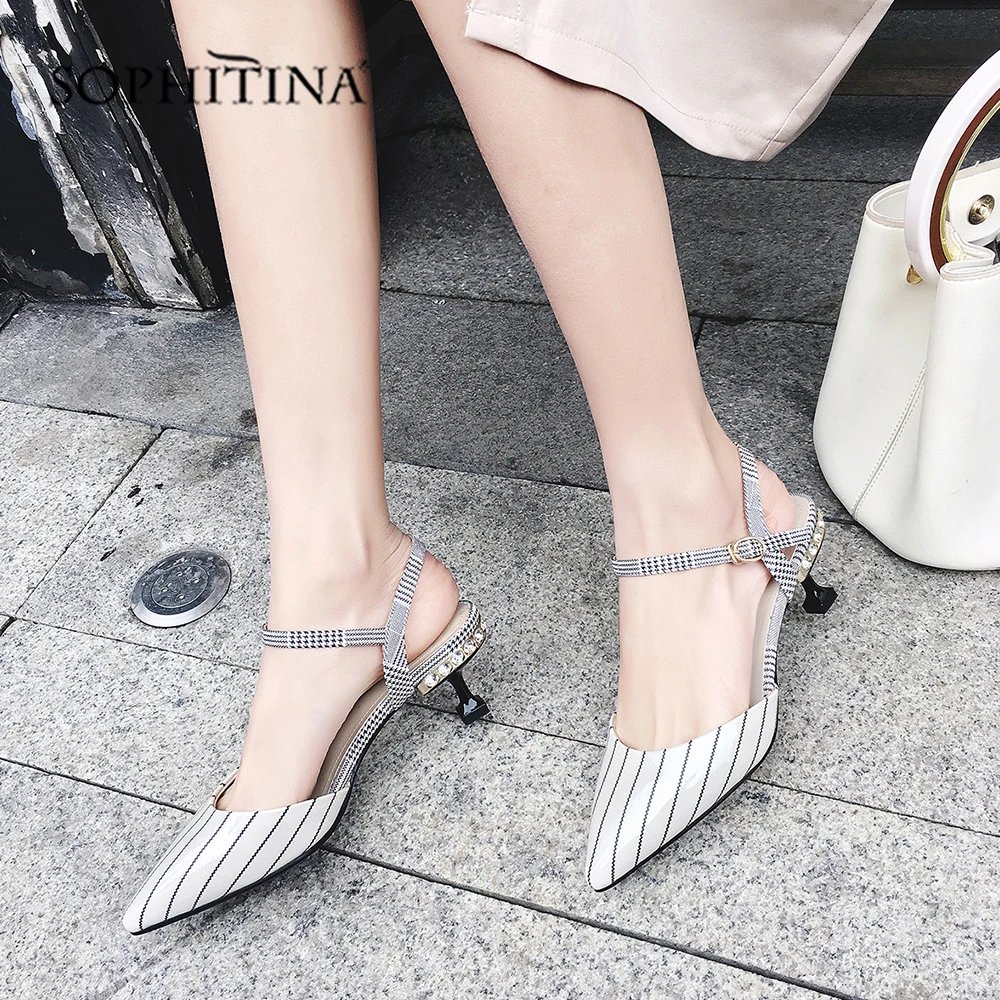 SOPHITINA/модные повседневные сандалии с ремешком на щиколотке из коровьей кожи